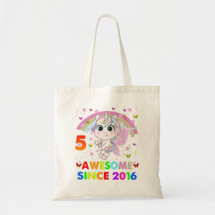 5 Jahre alt Unicorn 5. Geburtstag Girl Unicorn Tei Tragetasche