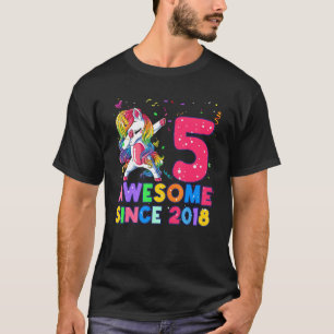 5 Jahre Alte Geschenke Dabbing Einhorn Regenbogen T-Shirt