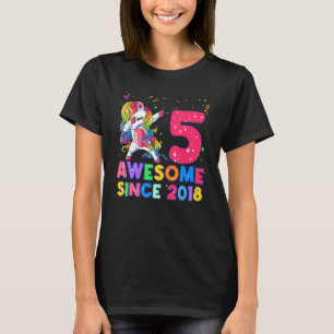 5 Jahre Alte Geschenke Dabbing Einhorn Regenbogen T-Shirt