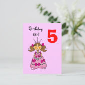 5 Jahre alte Prinzessin (braune Haare) Postkarte (Stehend Vorderseite)