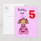 5 Jahre alte Prinzessin (braune Haare) Postkarte (Vorne/Hinten)