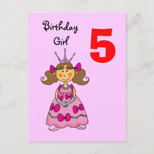5 Jahre alte Prinzessin (braune Haare) Postkarte