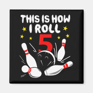 5 Jahre alter Bowling So Roll ich am 5. Geburtstag Magnet