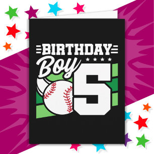 5 Jahre altes Baseball Party Thema 5. Geburtstag J Karte