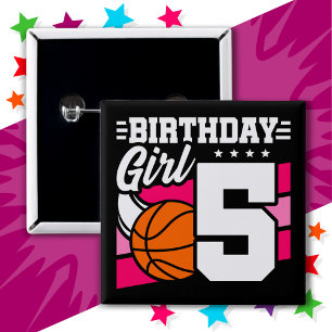 5 Jahre altes Basketball Party 5. Geburtstagskind Button
