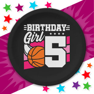 5 Jahre altes Basketball Party 5. Geburtstagskind Pappteller
