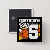 5 Jahre altes Basketball Party Thema 5th Birthday Button (Vorne & Hinten)