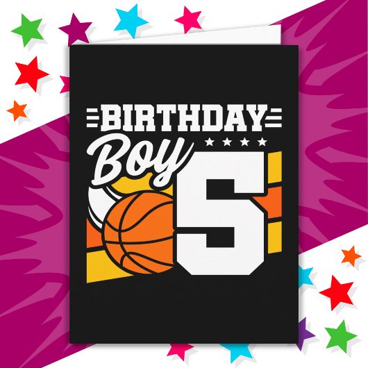 5 Jahre altes Basketball Party Thema 5th Birthday  Karte