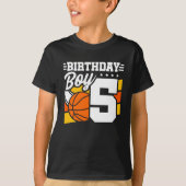 5 Jahre altes Basketball Party Thema 5th Birthday  T-Shirt (Vorderseite)