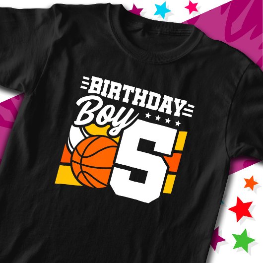 5 Jahre altes Basketball Party Thema 5th Birthday  T-Shirt