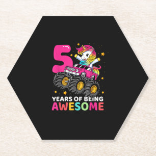 5 Jahre Altes Einhorn Reitmonster Truck 5. Geburt Untersetzer