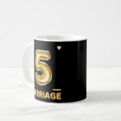 5 Jahre Ehe 5. Hochzeitstag Kaffeetasse (Vorderseite Links)