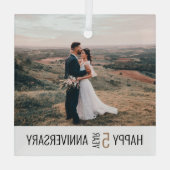 5 Jahre Jubiläum Foto Keepake Geschenk Ornament Aus Glas (Rückseite)