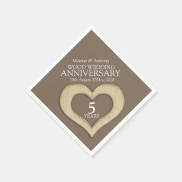 5 Jahre Jubiläum Holzherz Brausen Serviette