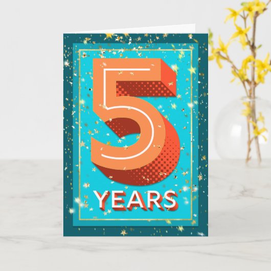 5 Jahre Mitarbeiterjubiläum - Fettzahl Karte (Gelbe Blume)