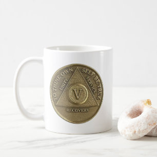 5 Jahre Nüchternheits-Münze Glückliches Jubiläum Kaffeetasse