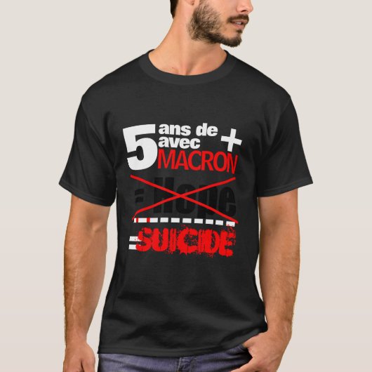 5 Jahre T-Shirt + Macron = SELBSTMORD - Schwarzes (Vorderseite)