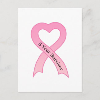 5 Jahre Überleben Rosa Ribbon Postkarte