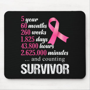 5-Jahres-Überlebende Brustkrebsbewusstsein Pink Mousepad
