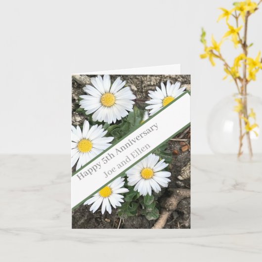 5. Jahrestag, bearbeitbar Karte (Gelbe Blume)