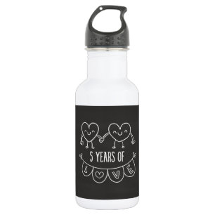 5. Jahrestag Geschenk Chalk Herzen Edelstahlflasche