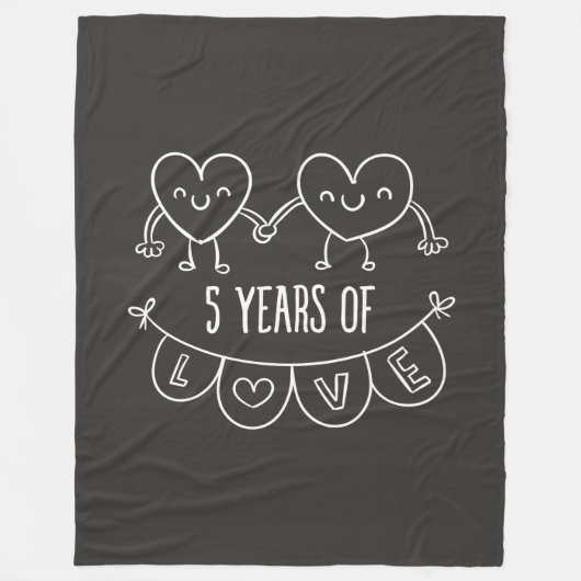 5. Jahrestag Geschenk Chalk Herzen Fleecedecke (Vorderseite)