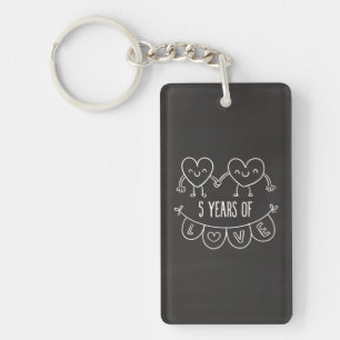 5. Jahrestag Geschenk Chalk Herzen Schlüsselanhänger