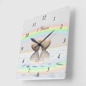 5. Jahrestags-hölzerne Herzen Quadratische Wanduhr (Winkel)