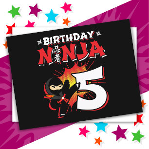 5-jähriger Comic-Ninja zum 5. Geburtstag Postkarte