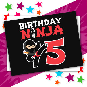 5-jähriger Karate-Ninja-Party-Kinder 5. Geburtstag Postkarte