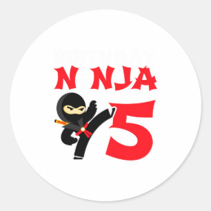 5-jähriger Karate-Ninja-Party-Kinder-5. Geburtstag Runder Aufkleber