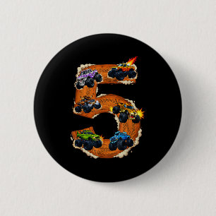 5-jähriger Monstertruck-Junge Kleinkind 5. Geburts Button
