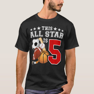5-jähriger Sportstar Geburtstagsfeier All Sport 5t T-Shirt