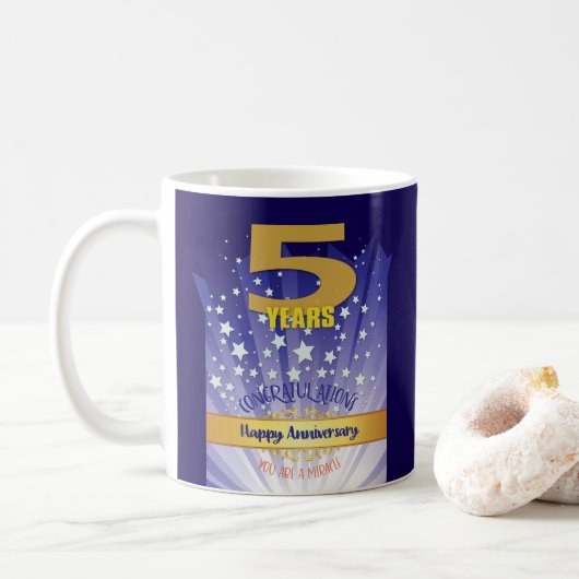 5-jähriges CUSTOM Erholung Jahrestag kühne Zahl Kaffeetasse (Mit Donut)