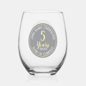 5-jähriges Erinnerungsunternehmen Weinglas Ohne Stiel (Rückseite)