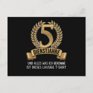 5-jähriges Firmenjubiläum Mitarbeiter Postkarte
