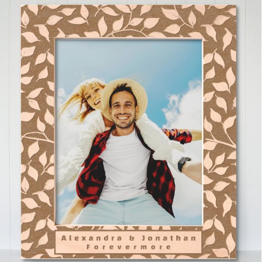 5-jähriges Hochzeitsjubiläum Whimsical Leaf Muster Geätzte Rahmen