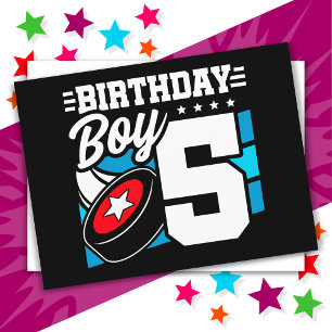5-jähriges Hockey-Party-Thema 5. Geburtstag Junge Postkarte