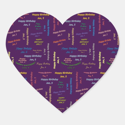 5. Januar Herz-Aufkleber (Vorderseite)