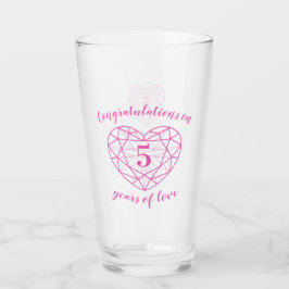 5. Jubiläum 5 Jahre Liebe rosa Edelsteine Glas