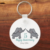5. Jubiläum des Holzes Elefantenring Schlüsselanhänger (Vorderseite)