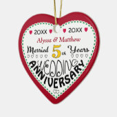 5. Jubiläum Geschenk Herz gestalten Weihnachten Keramikornament (Links)