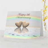 5. Jubiläum Holzherzen Karte (Gelbe Blume)