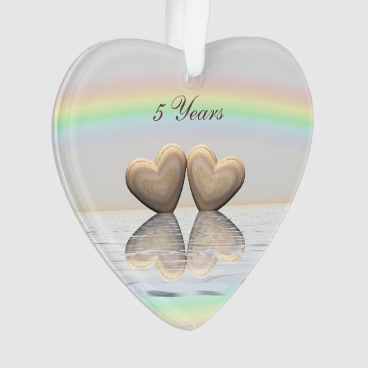 5. Jubiläum Holzherzen Ornament (Vorderseite)