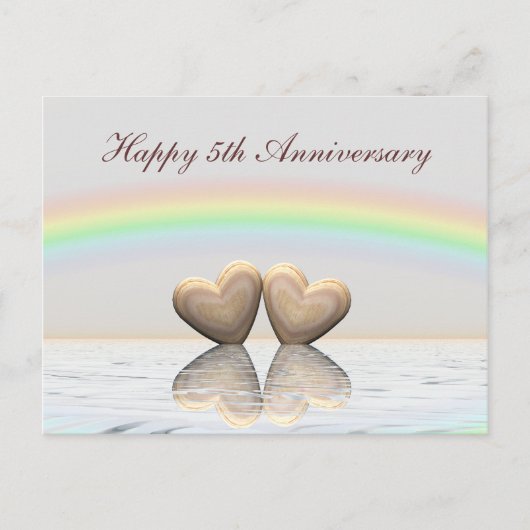 5. Jubiläum Holzherzen Postkarte (Vorderseite)