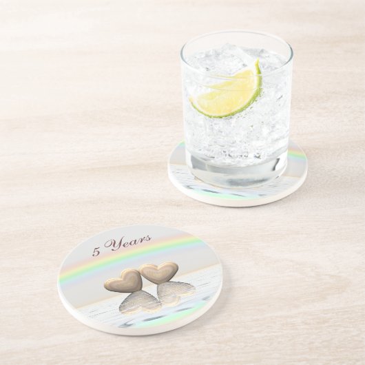 5. Jubiläum Holzherzen Untersetzer (Seite)