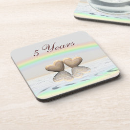 5. Jubiläum Holzherzen Untersetzer