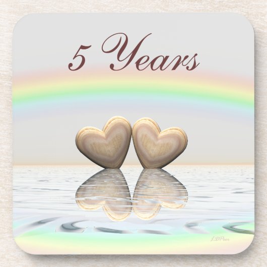 5. Jubiläum Holzherzen Untersetzer (Vorderseite)