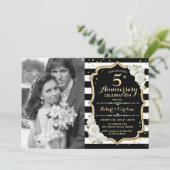 5. Jubiläum mit Foto - Gold Black Einladung (Stehend Vorderseite)