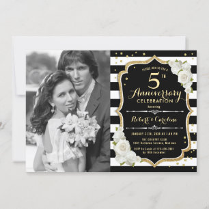 5. Jubiläum mit Foto - Gold Black Einladung